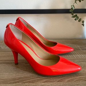 Michael Kors bright cherry orange red 1 1/2 - 2 inch heels :) SUPER CUTE